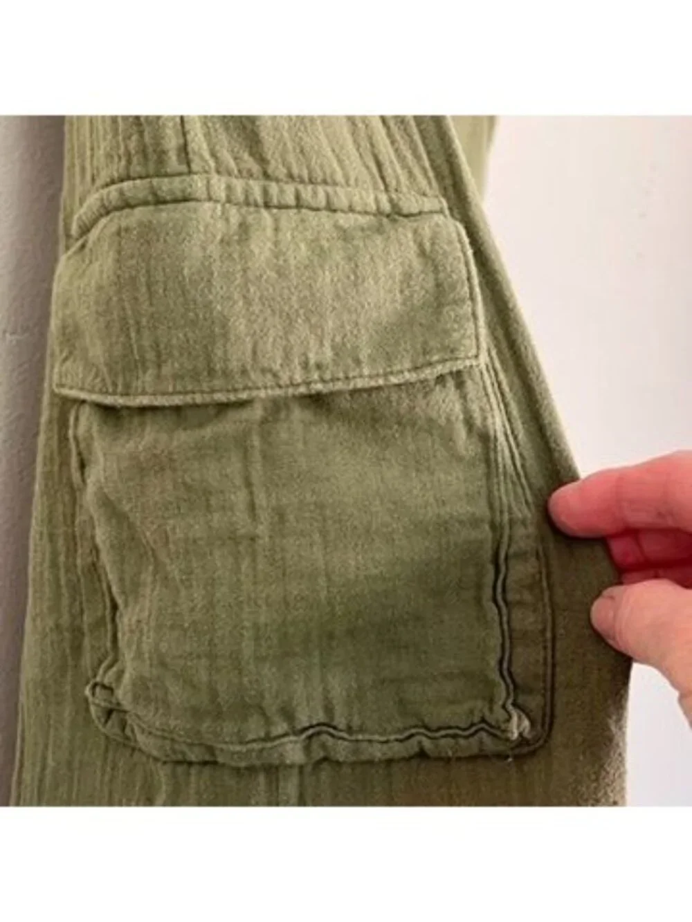 Old Navy Girls Sz M (8) Gauzy Cotton Wide Leg Pants Olive Green Beachy Vacation